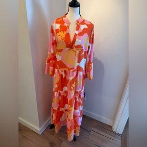Sunday Floral Maxi Dress - Orange and Pink